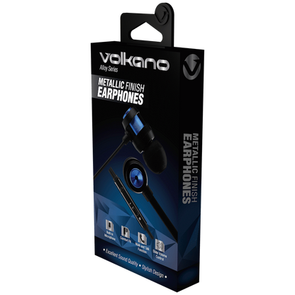 Volkano Alloy Series Metal Earphone - Blue