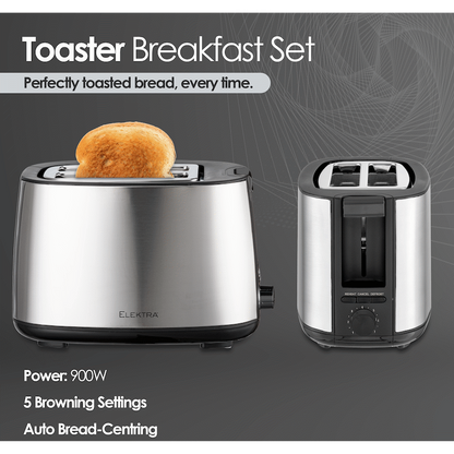 Elektra Kettle and Toaster Breakfast Set - Stainless Steel
