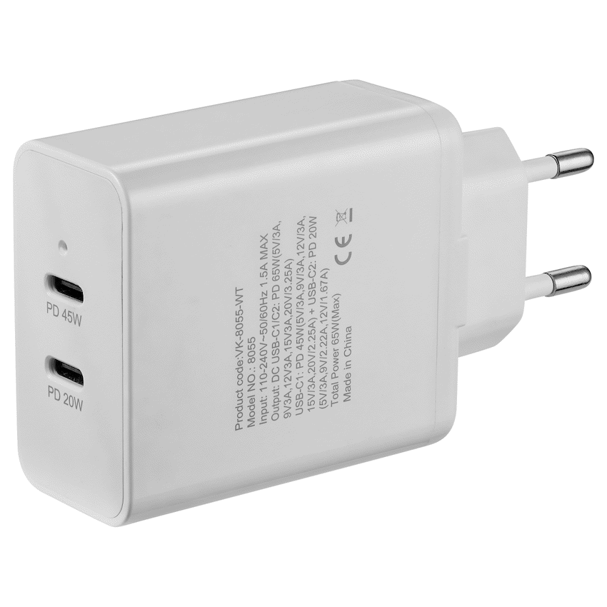 Volkano Potent Duo Series 65w Dual PD Compact Wall Charger