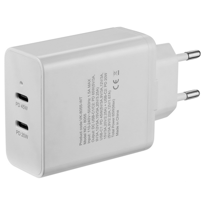 Volkano Potent Duo Series 65w Dual PD Compact Wall Charger