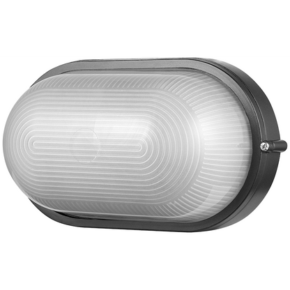 Ellies Illume Series - AC Oval Bulkhead - Aluminium + Glass - E27 Base - BK
