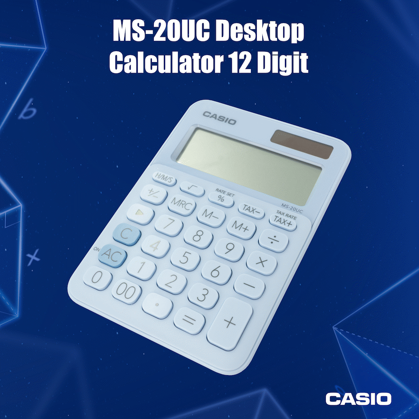 Casio MS-20UC - Desktop Calculator 12-Digit - Light Blue