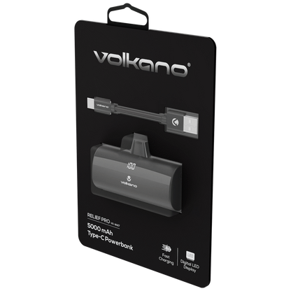 Volkano Relief Pro Power Bank - 5000mah Type-C Direct Plug-in
