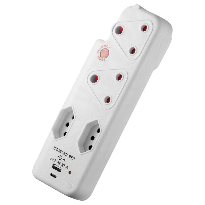 Ellies  4 Way Surge adaptor with type C + USB - WT