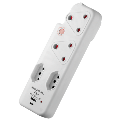 Ellies  4 Way Surge adaptor with type C + USB - WT