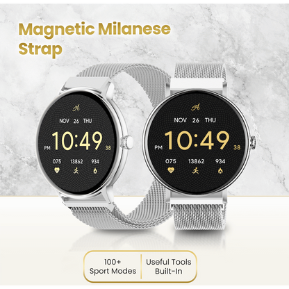 Volkano Ayla Collection Smartwatch with Extra Silicone Strap - Silver