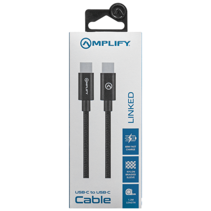 Amplify Linked Series USB-C to Type-C 60W Braided Cable 1.2m - Black