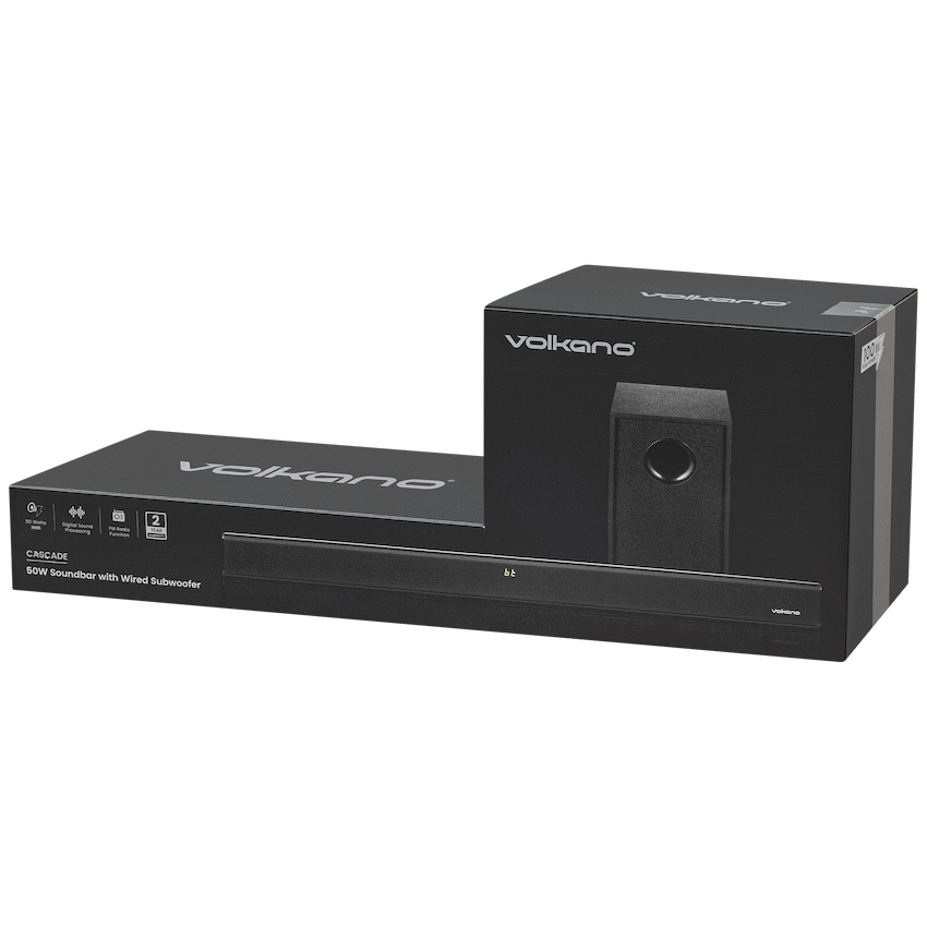 Volkano Cascade 50w Soundbar + Wired Subwoofer - Black