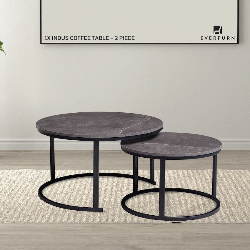 Everfurn Indus Nesting Coffee Table Marble Grey 2 - Piece