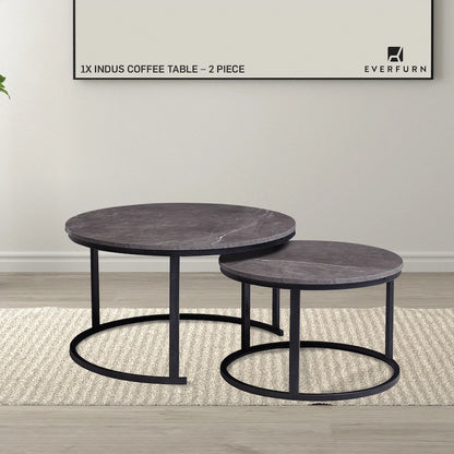 Everfurn Indus Nesting Coffee Table Marble Grey 2 - Piece
