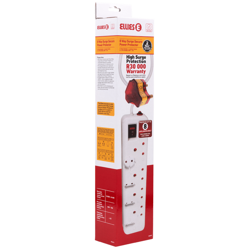 Ellies 8-Way High Surge Multiplug 0.5m