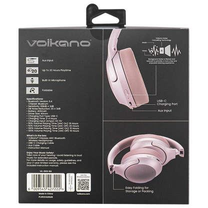 Volkano Odyssey ANC Bluetooth Wireless Headphone - Rose Gold