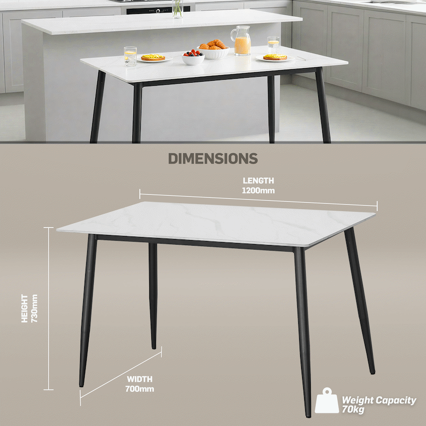 Everfurn Theo Dining Table - White, Box 1 of 2