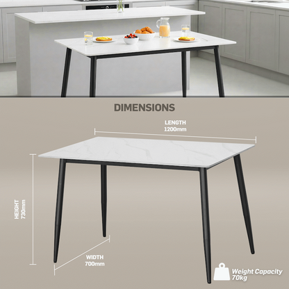 Everfurn Theo Dining Table - White, Box 1 of 2