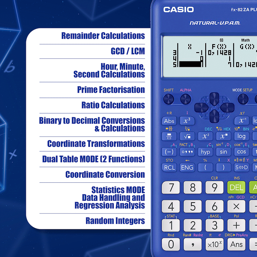 Casio FX-82 ZA Plus II Calculator - Blue