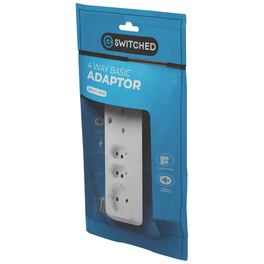 SWITCHED  4 Way Schuko Adaptor