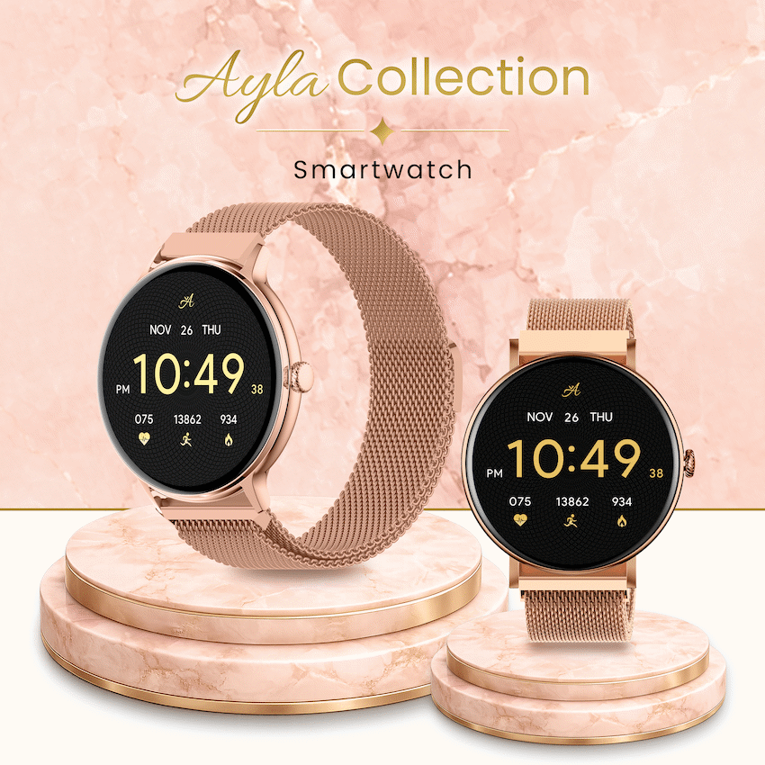Volkano Ayla Collection Smartwatch with Extra Silicone Strap - Gold