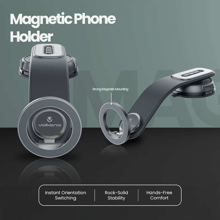 Volkano Arcmount Bendable Dash Mount Magnetic Phone Holder - Black