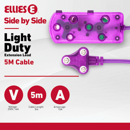 Ellies Side by Side Light Duty Extension Lead-5M - PR