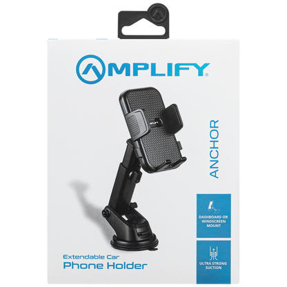 Amplify Anchor Series Extendable Car Dash Mount Phone Holder - Black