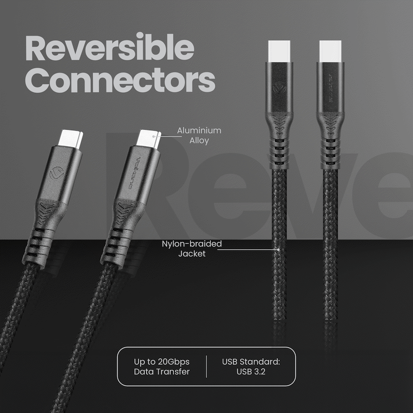 Volkano Weave Series USB C to USB C 240W 20Gbps 2m-black