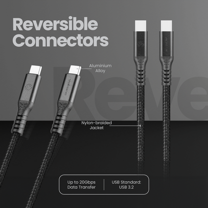 Volkano Weave Series USB C to USB C 240W 20Gbps 2m-black