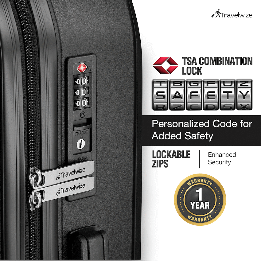 Travelwize Quartz PP 55cm 4-Wheel Spinner Luggage - Black