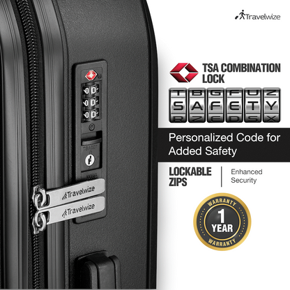 Travelwize Quartz PP 55cm 4-Wheel Spinner Luggage - Black