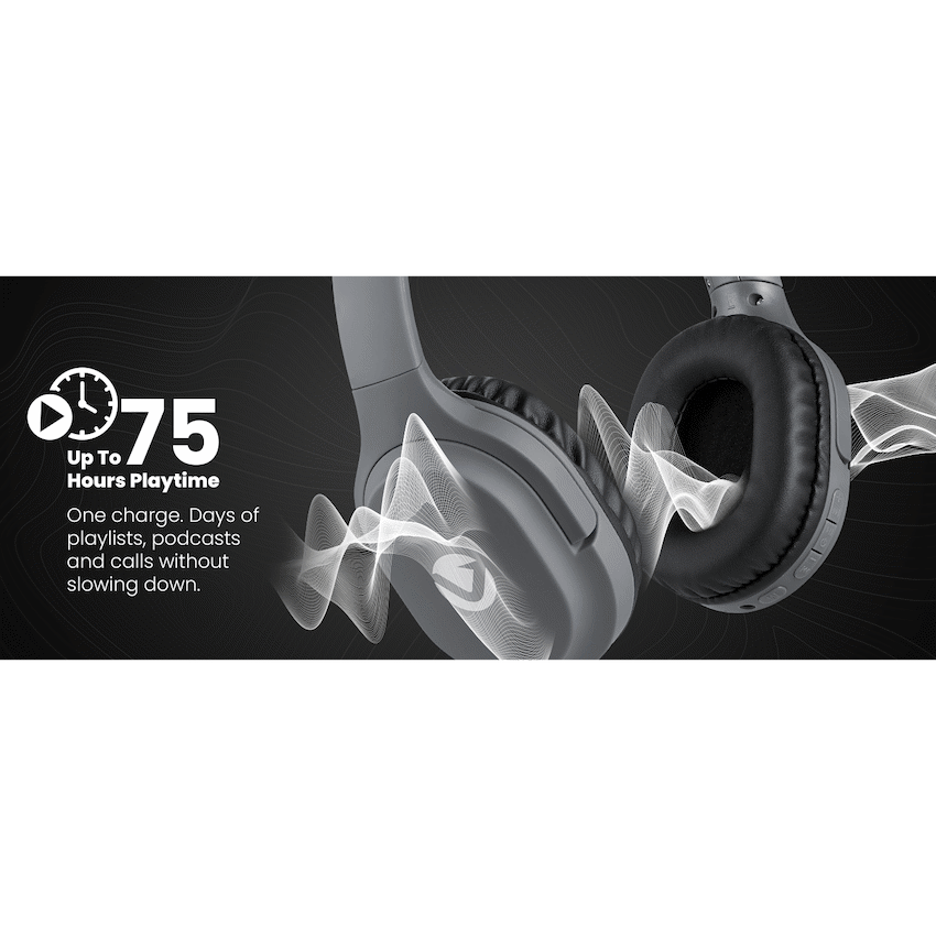 Volkano Pebble Series Bluetooth Headphones - Dark Grey