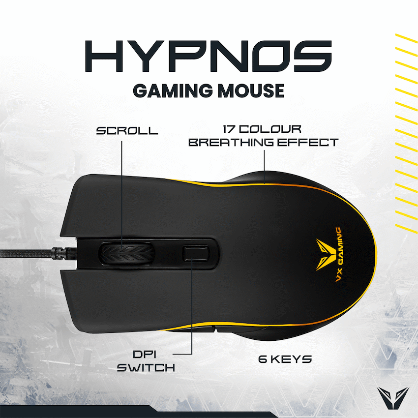 VX Gaming Hypnos Series Gaming Mouse with Rainbow Lighting