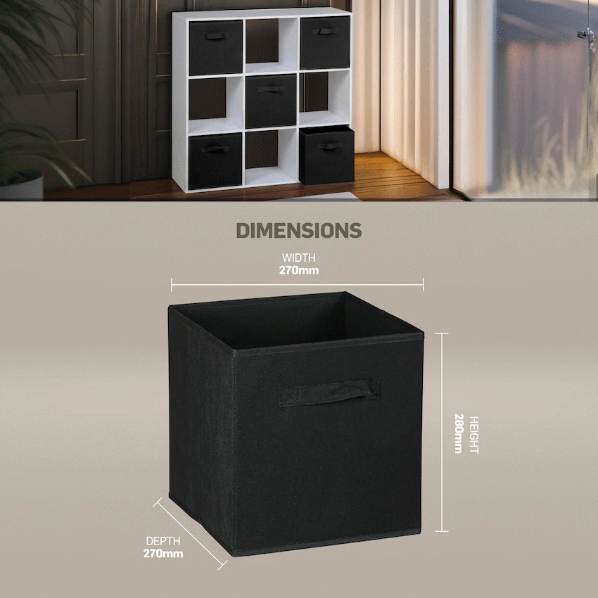 Everfurn Storeman Black, Collapsible Fabric Organiser Storage Basket - Single