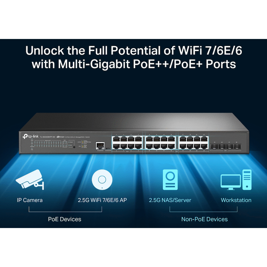 TP-Link Omada SG3428XPP-M2 JetStream 24-Port 2.5GBASE-T and 4-Port 10GE SFP+ L2+ Managed Switch