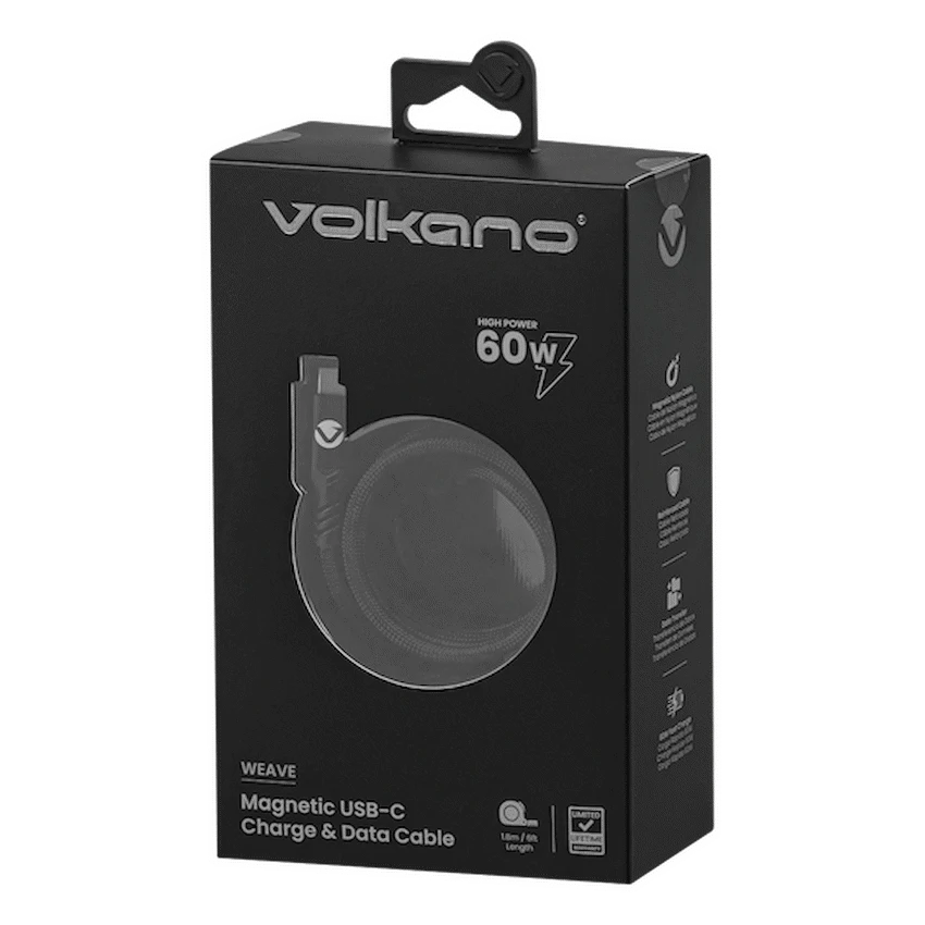 Volkano Weave Series 60w Magnetic Type-C Cable - Black