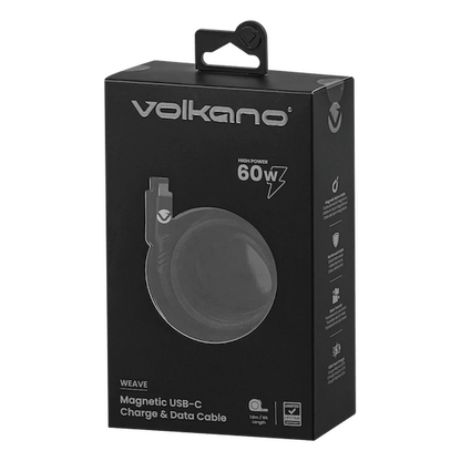Volkano Weave Series 60w Magnetic Type-C Cable - Black