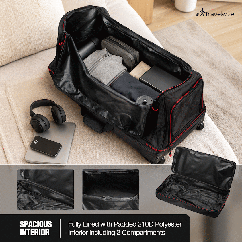 Travelwize Asteroid Trolley Duffle - Black/Red