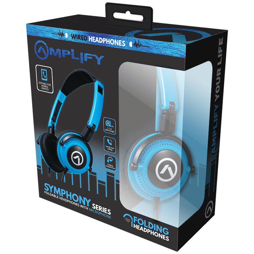 Amplify Symphony Headphones with Microphone - Blue & Black