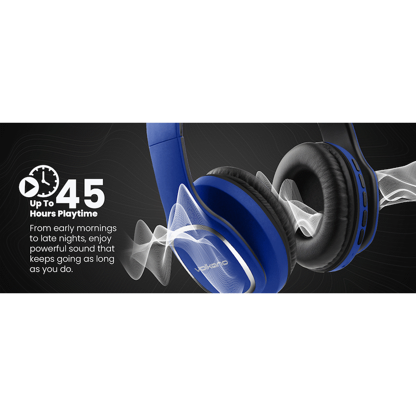 Volkano Phonic Series Bluetooth Full Size Headphones - Blue