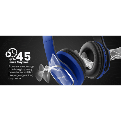 Volkano Phonic Series Bluetooth Full Size Headphones - Blue
