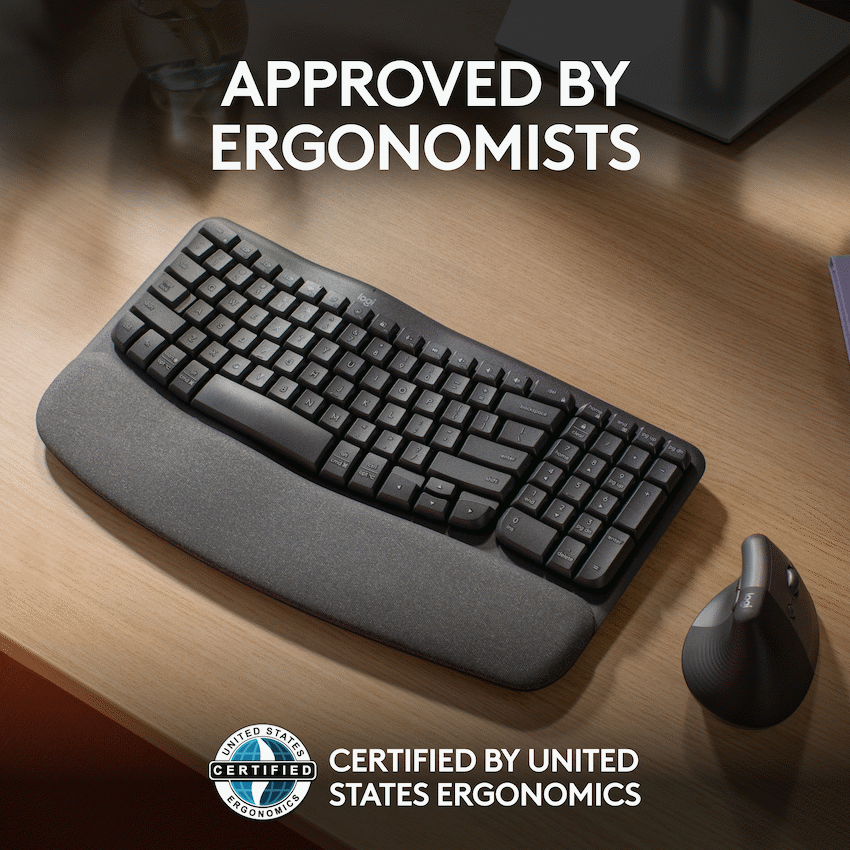 Logitech(R) Wave Keys Wireless Ergonomic Keyboard - Graphite