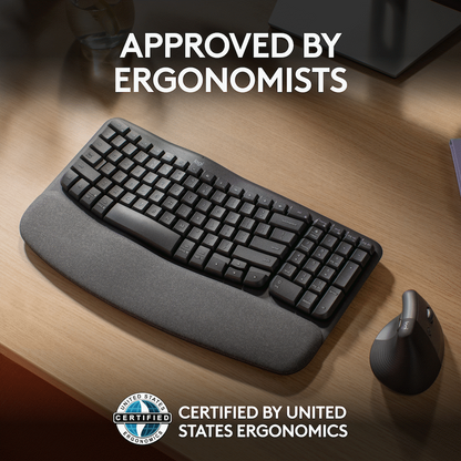 Logitech(R) Wave Keys Wireless Ergonomic Keyboard - Graphite