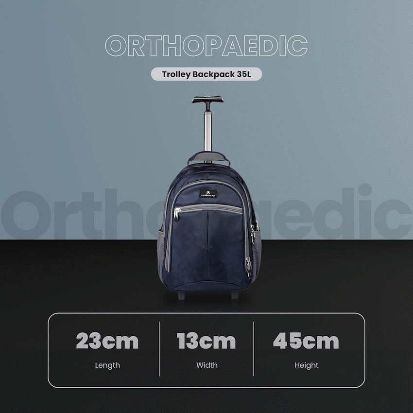 Volkano Orthopaedic Trolley Backpack 27L - Navy/Grey