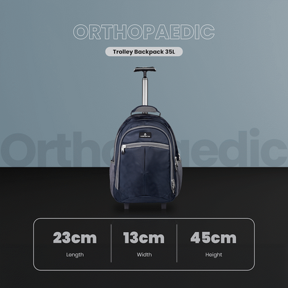 Volkano Orthopaedic Trolley Backpack 27L - Navy/Grey