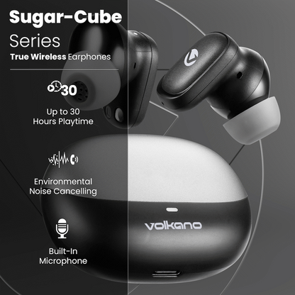 Volkano Sugar-Cube Active Noise Cancelling True Wireless Earphones - Black