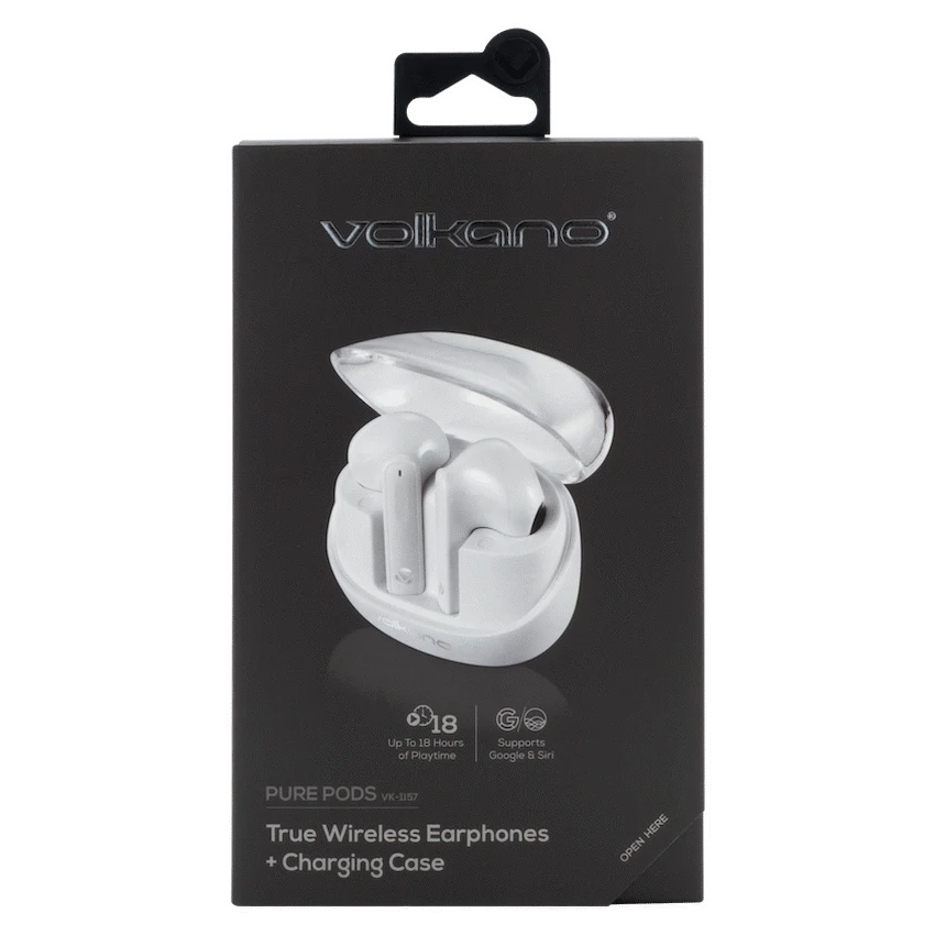 Volkano Pure Pods TWS Earphones  - White