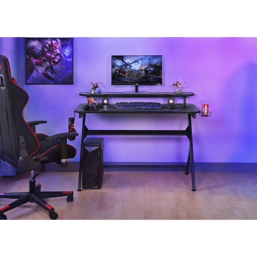 VX Gaming Donahue Gaming Desk - Black with Headphone Hook