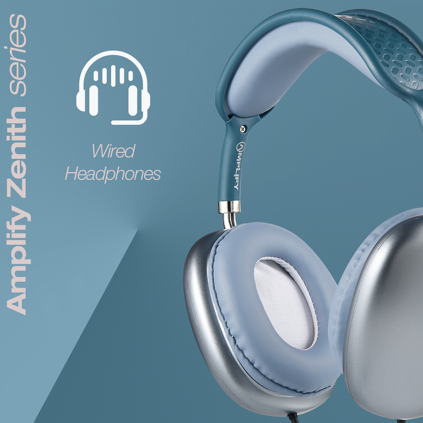Amplify Zenith Series Aux Headphones - Blue