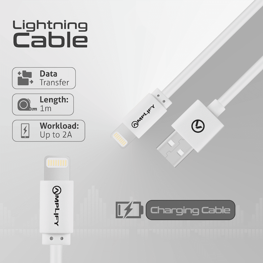 Amplify Lightning Charging Cable for iPhone & iPad - White