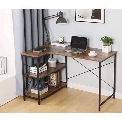 Everfurn Anthony L-Shaped Corner Work Desk - Steel Frame