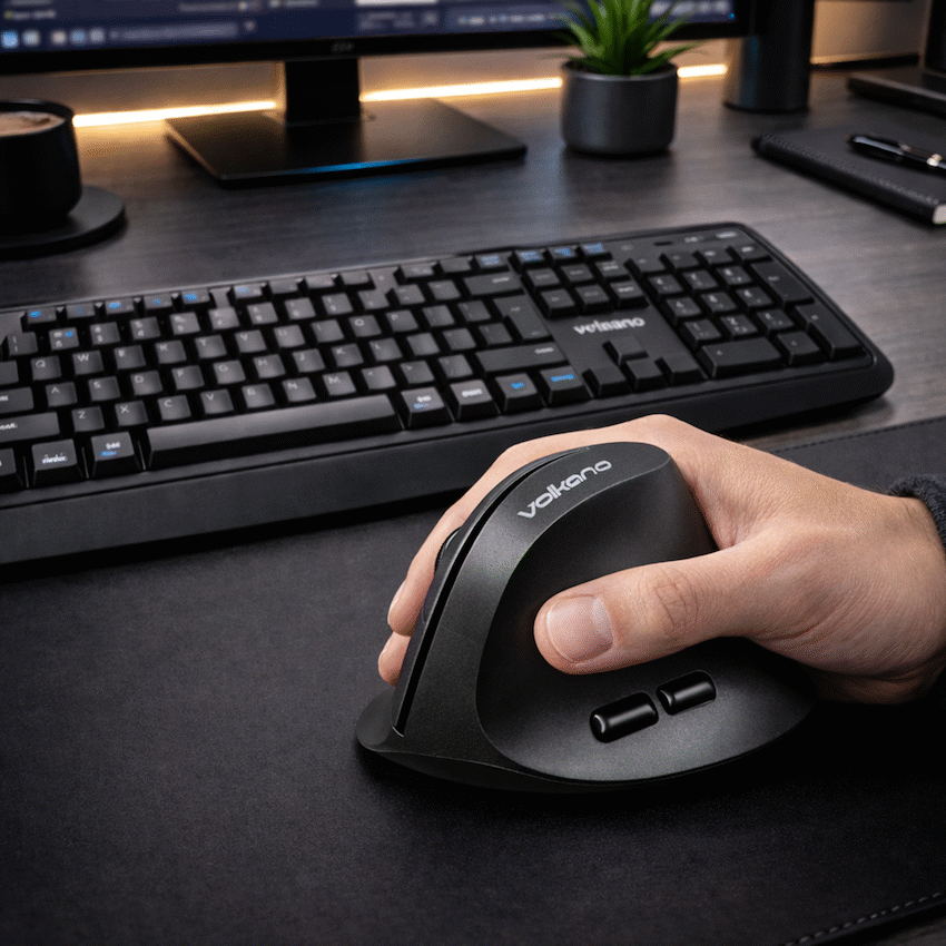 Volkano Curve Series Ergonomic Bluetooth Wireless mouse - Black