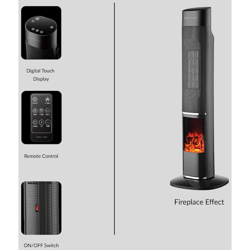 Boden Stark Fireplace Tower Heater